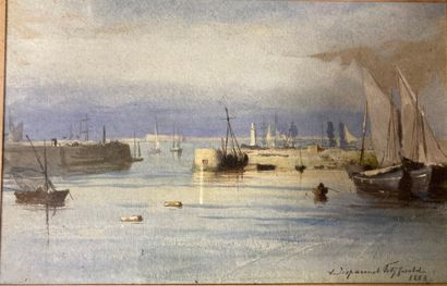 null Ecole du Nord du XIXème siècle
Bateaux au port, 1883
Aquarelle sur papier, signée...