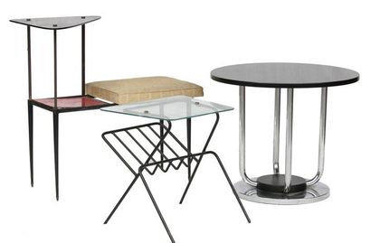 null Table basse, table téléphone et table porte revues,
vers 1960