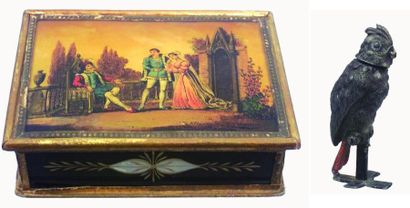 null Jolie boîte époque Romantique (circa 1840) de forme rectangulaire avec fixé...