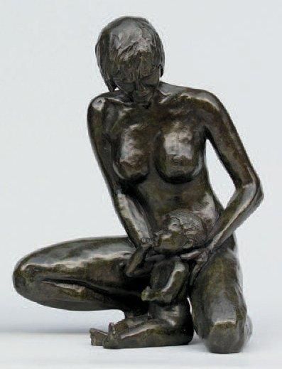 Claude GOLFIER (1932) JEUNE FEMME ET SON ENFANT Épreuve en bronze, fonte d'édition...