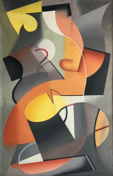 Guy de MONTLAUR (1918-1977) COMPOSITION, 1950 Huile sur toile, signée bas à droite,...