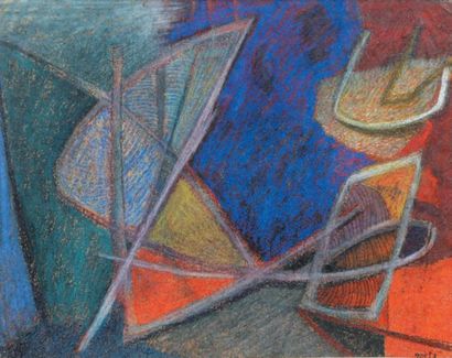 Henri GOETZ (1909-1989) COMPOSITION Pastel, signée en bas à droite À vue: 34 x 43...