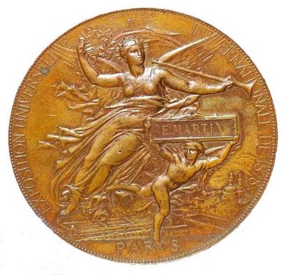 null Médaille nominative originale en cuivre de l?Exposition Universelle de 1878...