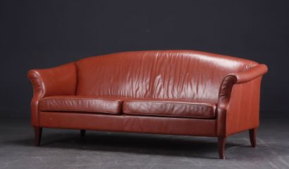 null 1 canapé en cuir fauve par Stouby Danemarck 1960



