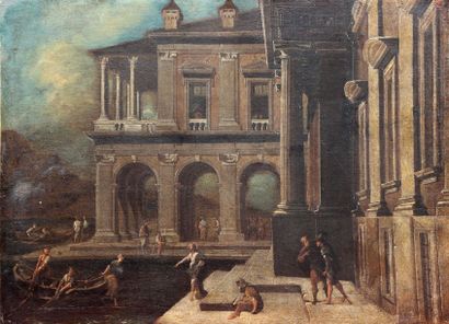 null CODAZZI Viviano (Attribué à)
(Bergame 1604 - Rome 1670)
Architecture de palais...