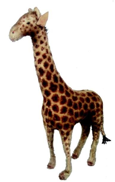 null Girafe en peluche avec bourrage paille, fabrication française. H 50 cm. Yeux...