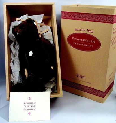 null «PANTOM BEAR», ours en peluche marionnette à voix replica de 1910 dans sa boîte...