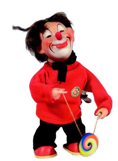 null «Clown au diable» petit jouet mécanique à clef fixe de fabrication d'Allemagne...