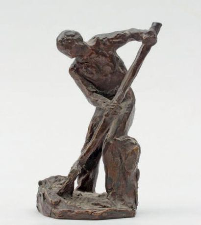 Aimé-Jules DALOU (1838-1902) Le Terrassier au travail Épreuve en bronze, fonte d'édition...