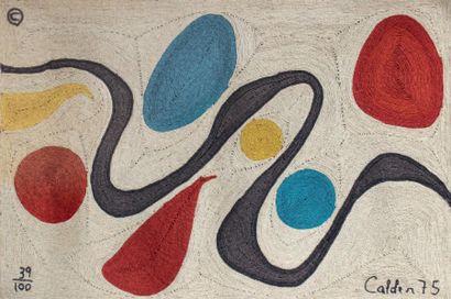 Alexander CALDER (1898-1976) Turquoise, 1975 Tapisserie d'édition multiple en fibre...