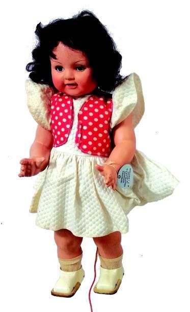 null «NOELLE» poupée marcheuse en celluloïd de la maison PETITCOLIN, avec sa boîte...