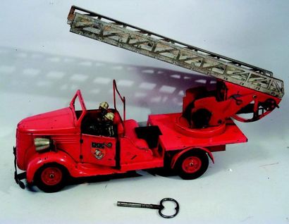 null «Les Pompiers de Paris», voiture de pompiers avec échelle mobile, jouet mécanique...