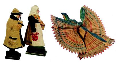 null «Oiseau» charmant et rare jouet en bois décoré à la main de fabrication russe....