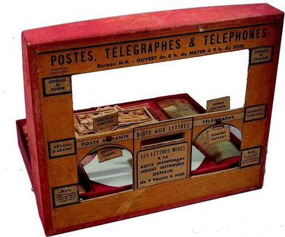 null POSTES, TELEGRAPHES & TELEPHONE» boîte en cartonnage avec accessoires ( timbres,...