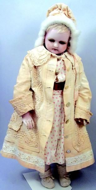 null Belle poupée enfant ancienne en cire de fabrication anglaise avec tête buste...