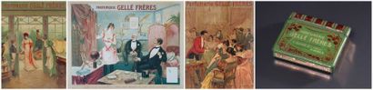 Gellé Frères - (années 1910) 3 Panneaux publicitaires chromolithographié figurant...