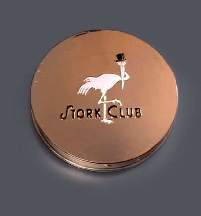 Cigogne inc «Stork Club» - (années 1950 - New-York) Rare poudrier en laiton massif...