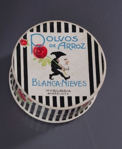MYRURGIA «Blanca Nieves» - (années 1930) Boite de poudre cylindrique forme tambour...