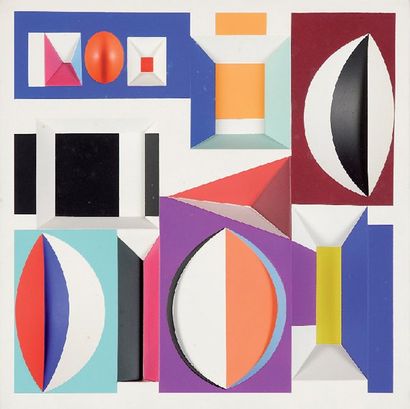 Yaacov AGAM (1928) "FORMES-COULEURS-RELIEFS", 1976 Thermoformage en couleur signé,...