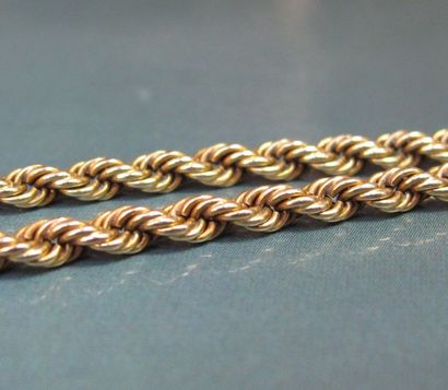 null Collier maille corde en or jaune 750°/00 (hibou). 11 g. L: 43 cm