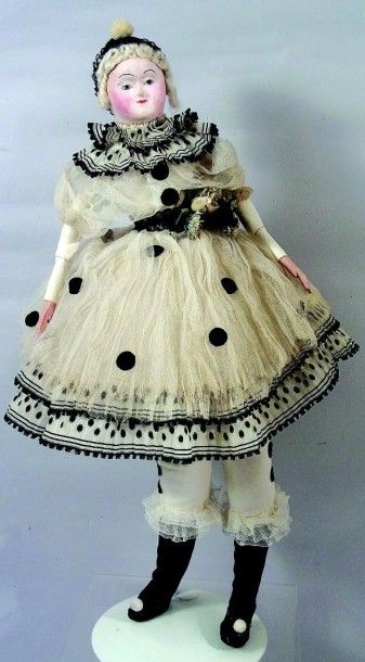 null ?Colombine? belle poupée parisienne de la période pré-industrielle avec tête...