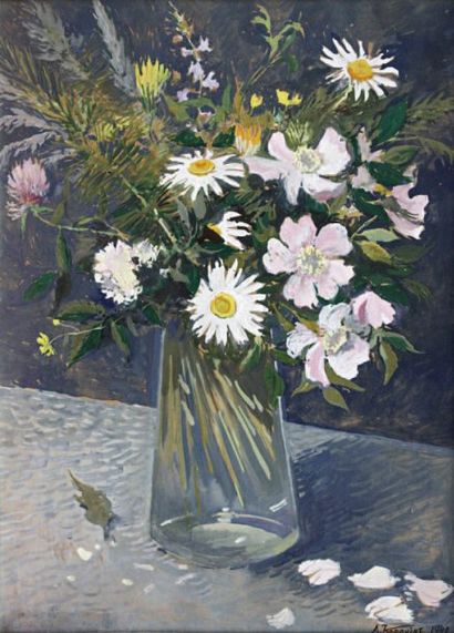 Alexei-Konstantinovitch KOROVINE (1897-1950) Bouquet de fleurs, 1940 Gouache signée...