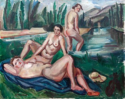 André FAVORY (1888-1937) Baigneuses Huile sur toile signée en bas à gauche 65 x 81...