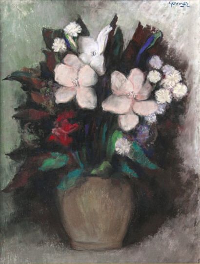 Paul-Elie GERNEZ (1888-1948) Bouquet de fleurs Pastel signé en haut à droite 48 x...