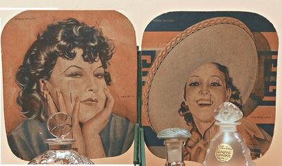 Roger & Gallet - (années 1940 - Mexique) Deux rares et inédits éventails publicitaires...