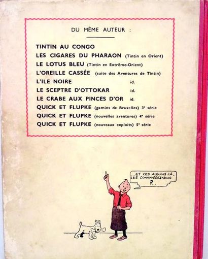 null «Les Cigares du Pharaon» par HERGE (Editions Casterman) (1941 ????) en noir...