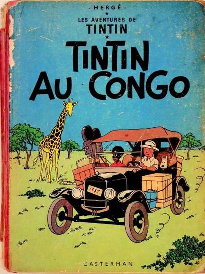 null «TINTIN au Congo» par HERGE, (Editions CASTERMAN) dos rouge et premier plat...