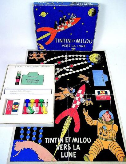 null «TINTIN et MILOU vers la Lune» jeu de société en cartonnage et PVC de fabrication...