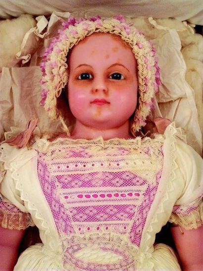 null Grande et belle poupée en cire de fabrication anglaise de la maison MONTARINI...