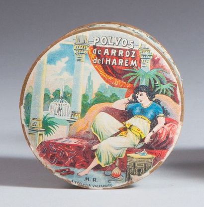Riegel y Compania Polvos del Harem - (années 1920 - Chili) Rare boite de poudre cylindrique...