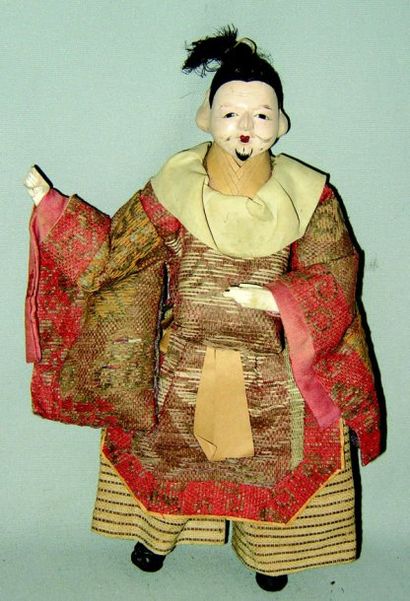 null Personnage masculin Japonais en composition avec habit d'origine. H 25 cm(XIXème)...