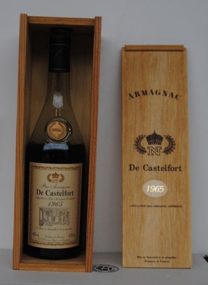 1 bout BAS ARMAGNAC DE CASTELFORT CB 1965 (10 cm, bouchon cassé, bouteille ouver...