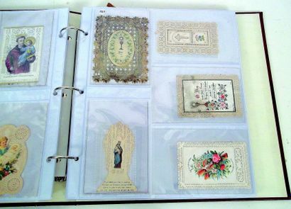  Album contenant de très beaux «canivets» anciens (XIXème) et nombreuses images religieuses....