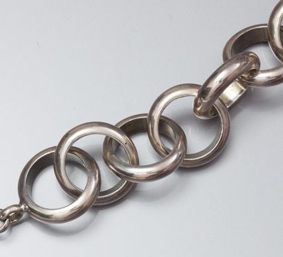 null Bracelet en argent 925 (Minerve), à gros maillons ronds. 115 g. L : 23 cm
