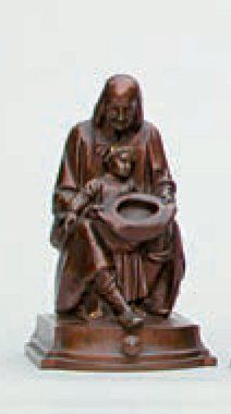 A. CARRIER Tirelire en forme de mendiant accompagné d'un enfant. Épreuve en bronze,...