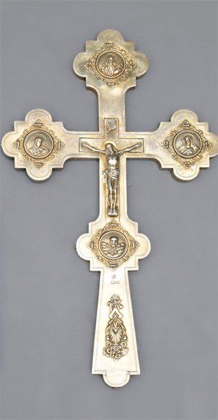 null Croix de prêtre en vermeil. Moscou 1884. Poinçons de Victor Savonkov (1855-1888),...