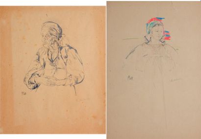 Philippe MALIAVINE (1869-1940), Ensemble de deux dessins : Vieille paysanne russe...