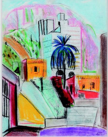 Nikolai ISSAEV (1891-1977) Monte Carlo pastel sur papier, cachet de l'atelier en...
