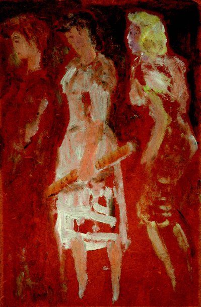 Mikhail LARIONOV (1881-1964) Composition aux trois femmes esquisse peinte, huile...