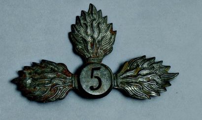 null Insigne de casque - 5e bataillon d'infanterie de garnison . Modèle 1844. (Troupe)...