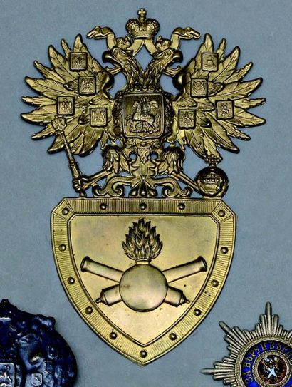 null Lot - Plaque de shako de l'artillerie des grenadiers mod. 1857 (Officier) -...