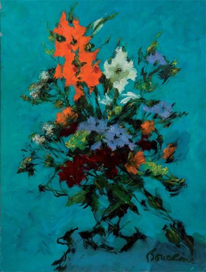 Dimitri BOUCHÈNE (1893-1993) Bouquet de fleurs, huile sur toile, signée en bas à...
