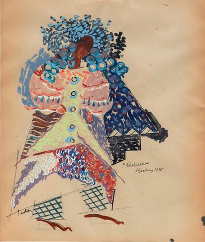 Pavel TCHELISCHEV (1898-1957) Projet de costume gouache sur papier, signé en français...
