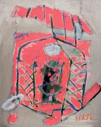 Valentin VOROBIOV (né en 1938) Tente, huile sur toile, signée en français en bas...