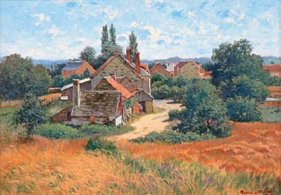 Maurice LEMAITRE, né en 1929 « Paysage aux environs de Villandry ». Huile sur toile...