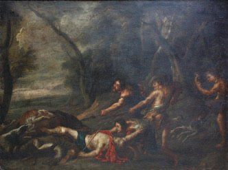 Willem van HERP (attribué à) Anvers, 1614-1677 La chasse au sanglier ou la mort d'Adonis...